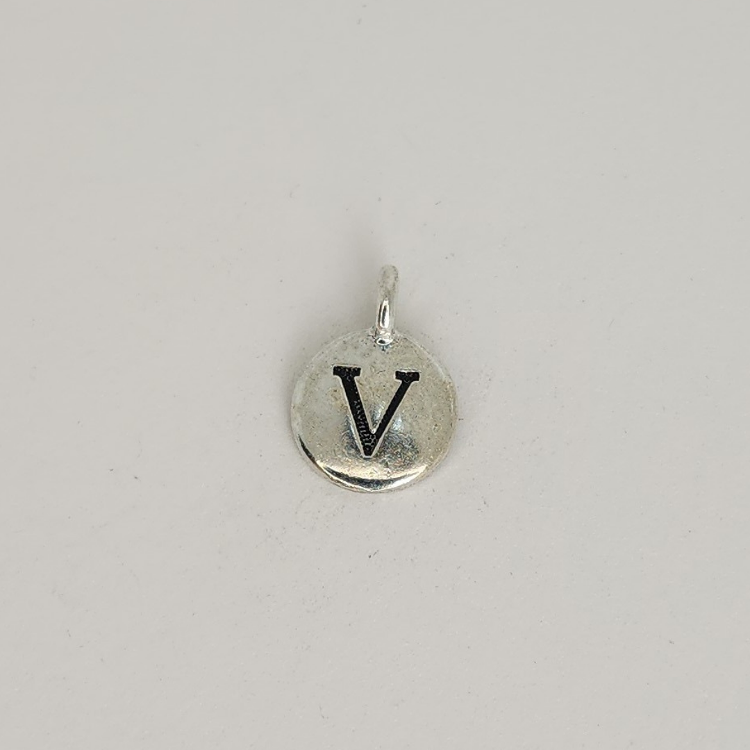 Antique Silver Letter Charm 11mm
