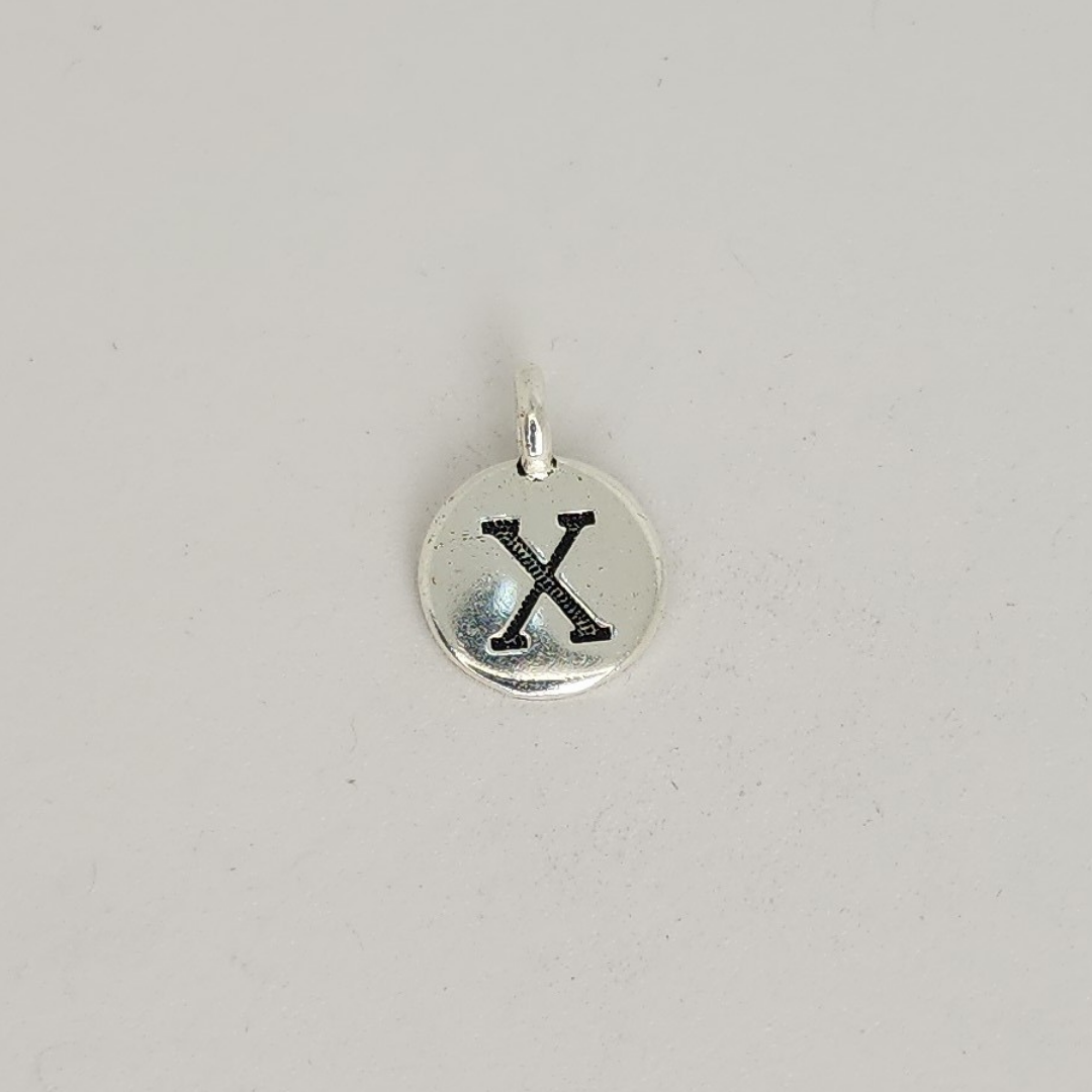 Antique Silver Letter Charm 11mm