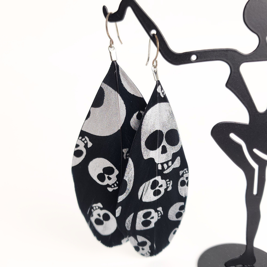 Skull Feather Earrings