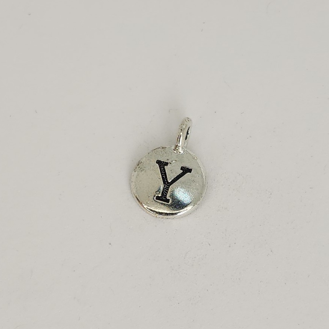 Antique Silver Letter Charm 11mm