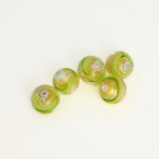 Lime Striped Cr'd Gold Round 10mm
