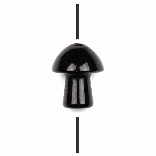 Black Obsidian Large-Hole Mushroom 15x19mm