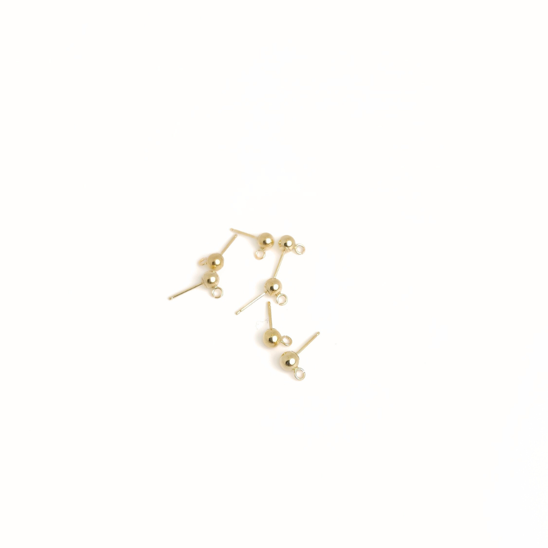 14Kt Ball Post w/Ring 4mm