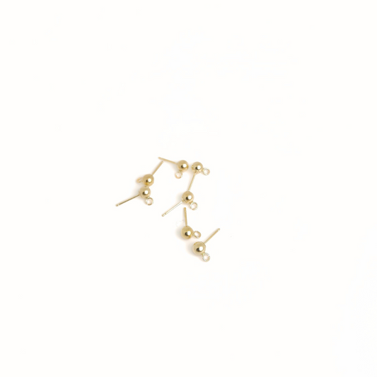 14Kt Ball Post w/Ring 4mm