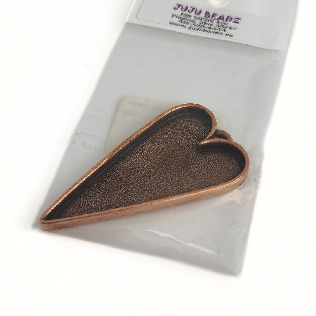 Antique Copper Framed Grande Heart 29x53mm