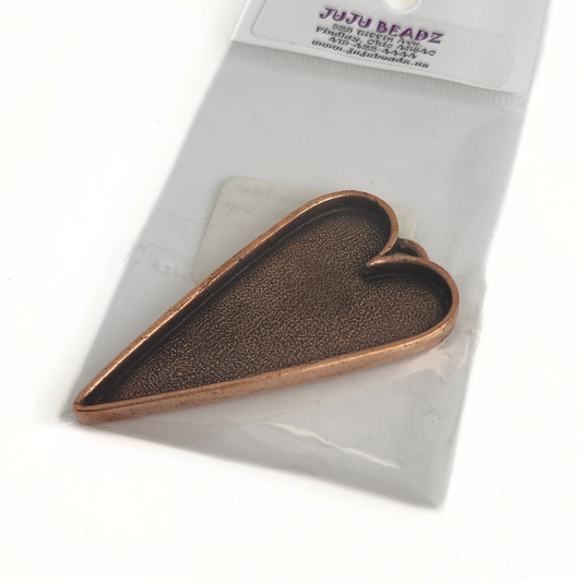 Antique Copper Framed Grande Heart 29x53mm