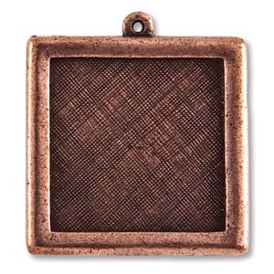 Framed Antique Copper Square Pendant 30mm