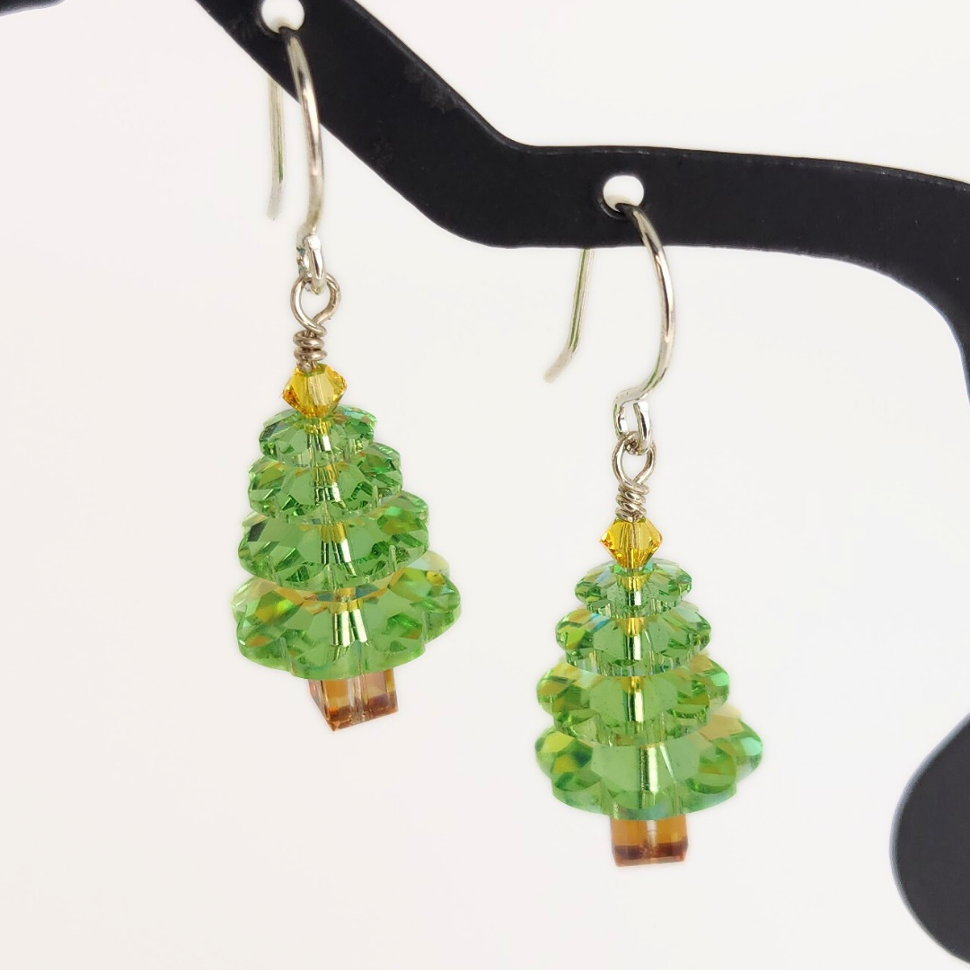 Peridot Glacier Blue Tree Earrings