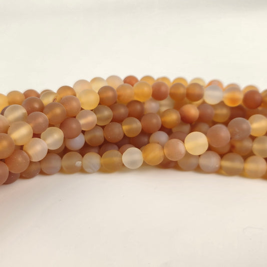Frosted Natural Carnelian Round 8mm