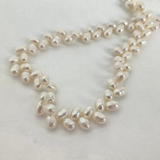 White Angle Drilled Rice Pearls 6-7mm