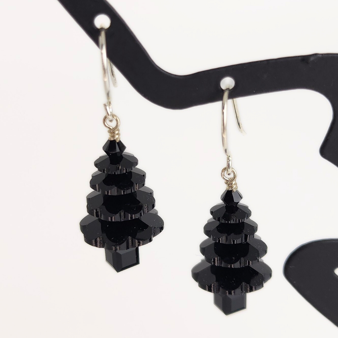 Jet Tree Earrings