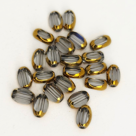 Gold Edged Faceted Ovals 4x6mm