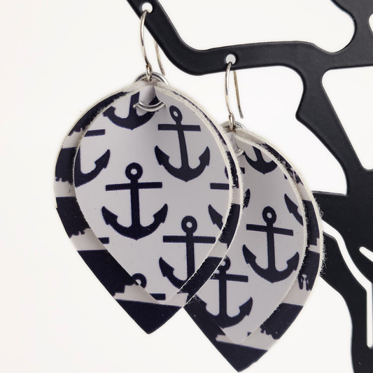 Anchor Away Leather Earrings
