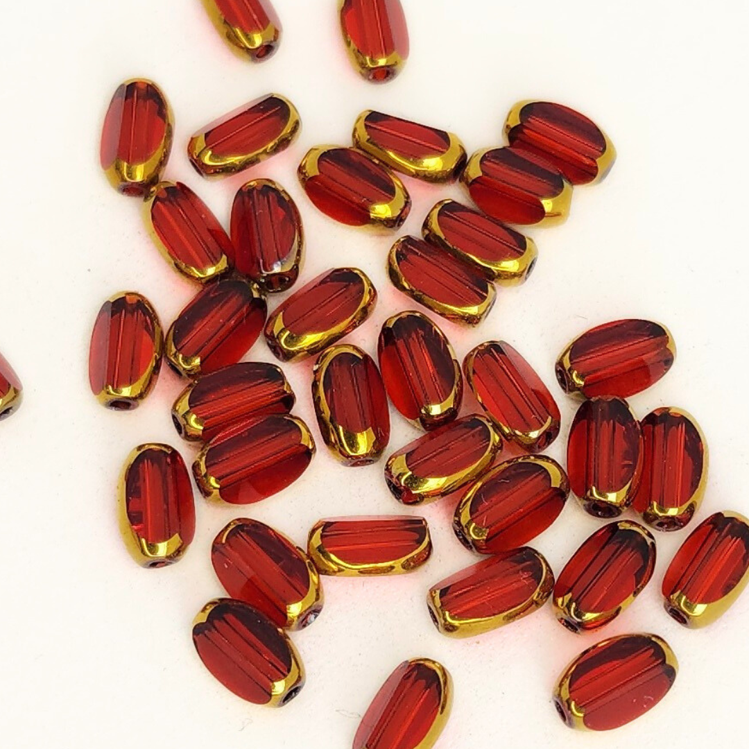 Gold Edged Faceted Ovals 4x6mm