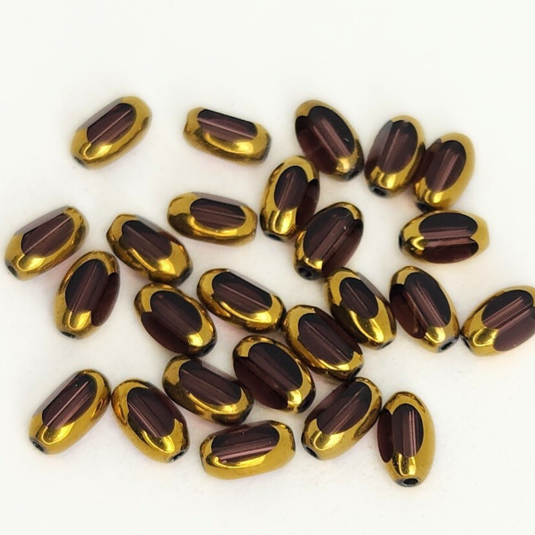 Gold Edged Faceted Ovals 4x6mm