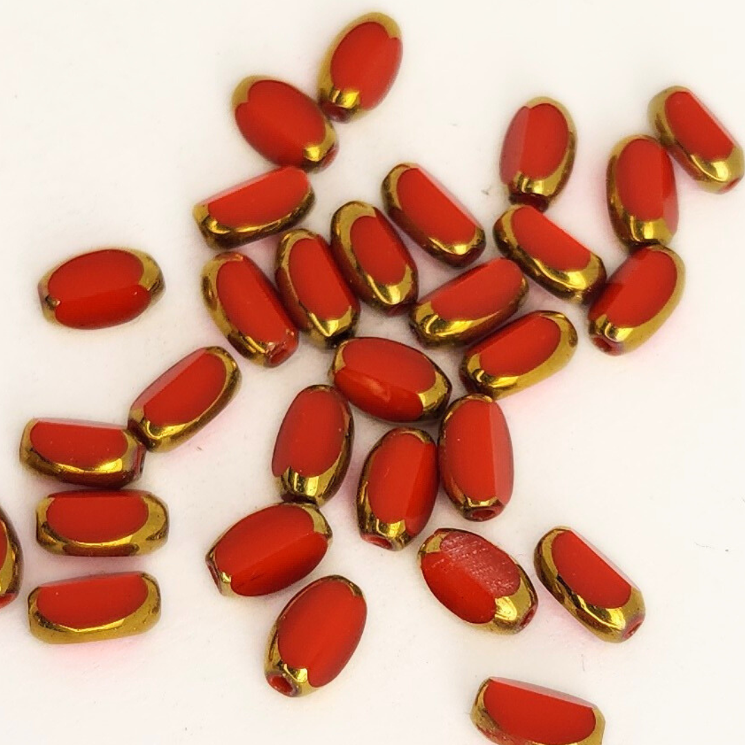 Gold Edged Faceted Ovals 4x6mm