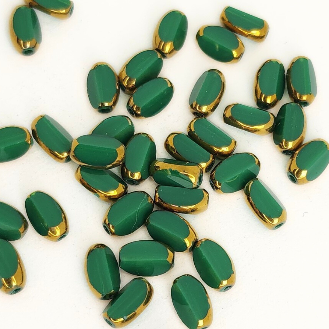 Gold Edged Faceted Ovals 4x6mm