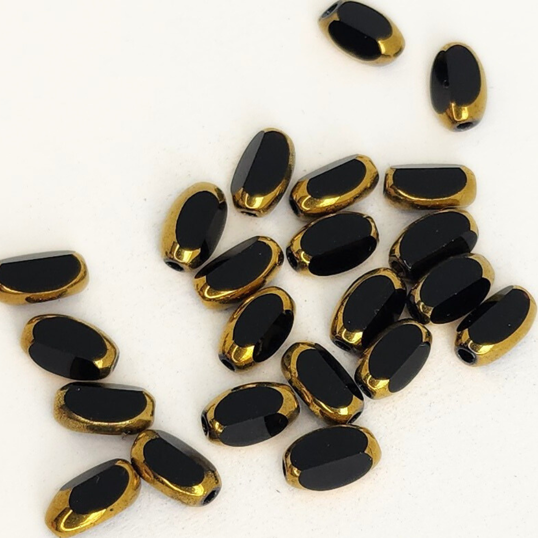 Gold Edged Faceted Ovals 4x6mm