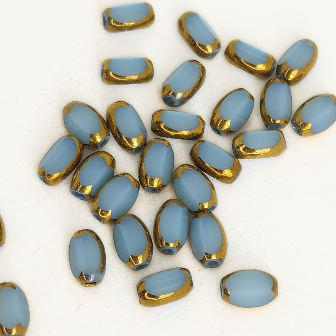 Gold Edged Faceted Ovals 4x6mm