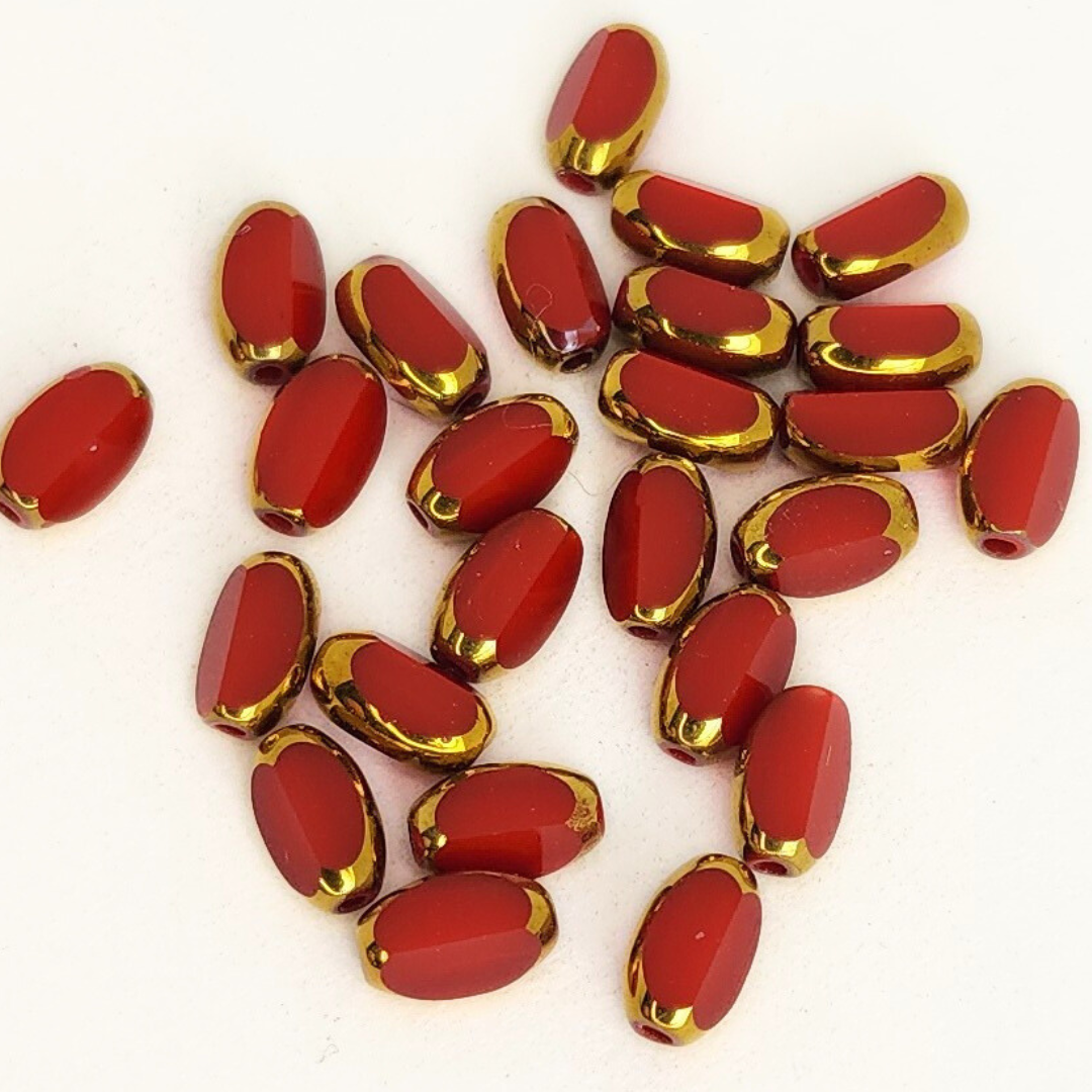 Gold Edged Faceted Ovals 4x6mm