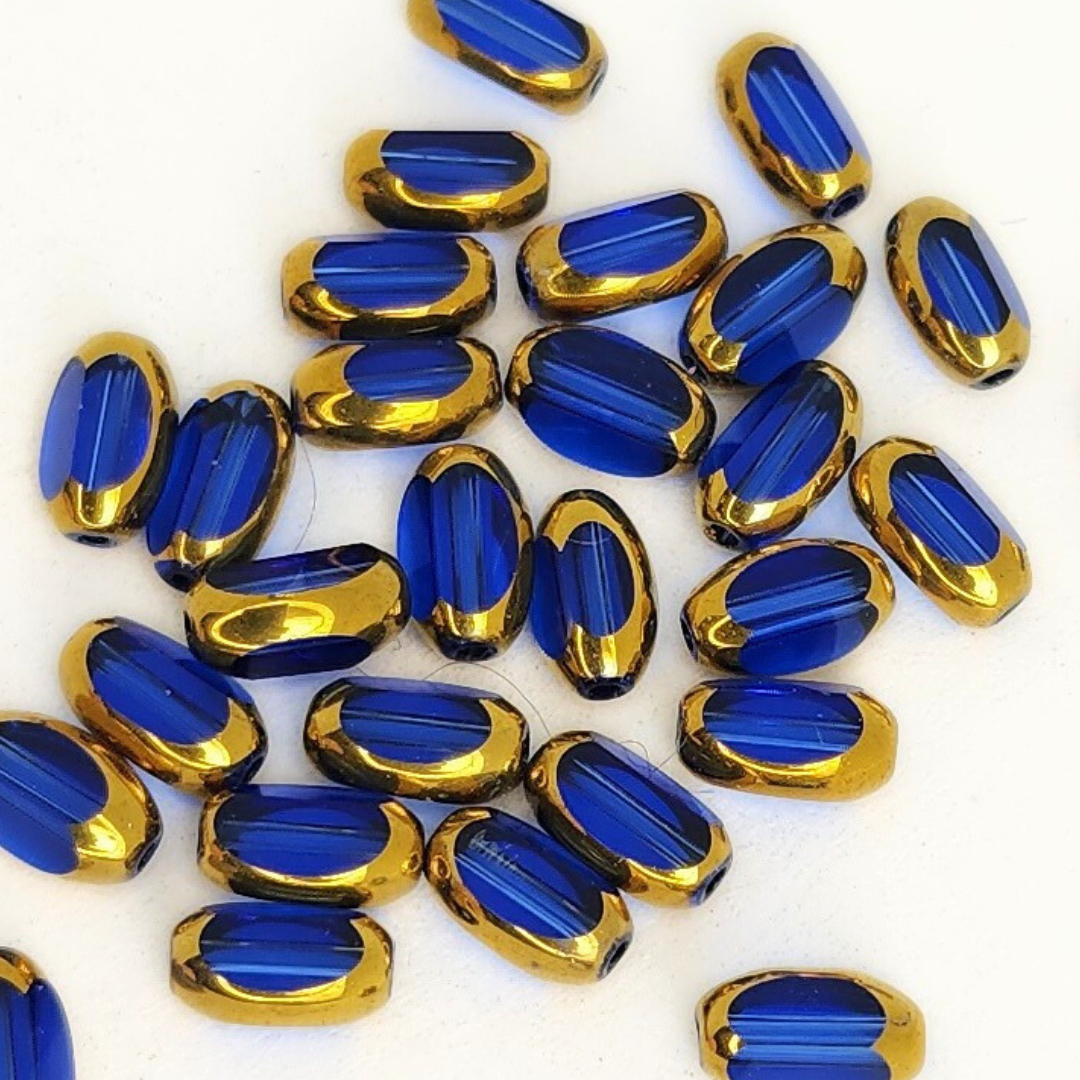 Gold Edged Faceted Ovals 4x6mm