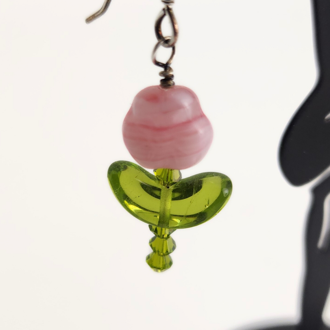 Pink/White Pansy Flower Earring Kit