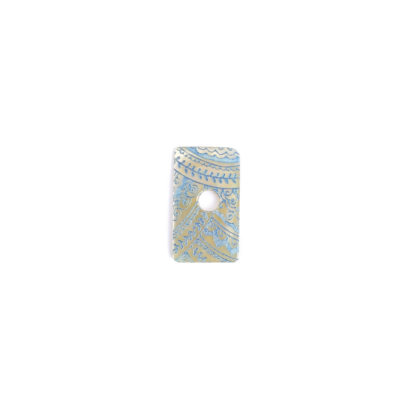 Mother of Pearl Rectangle w/Blue Embroidery