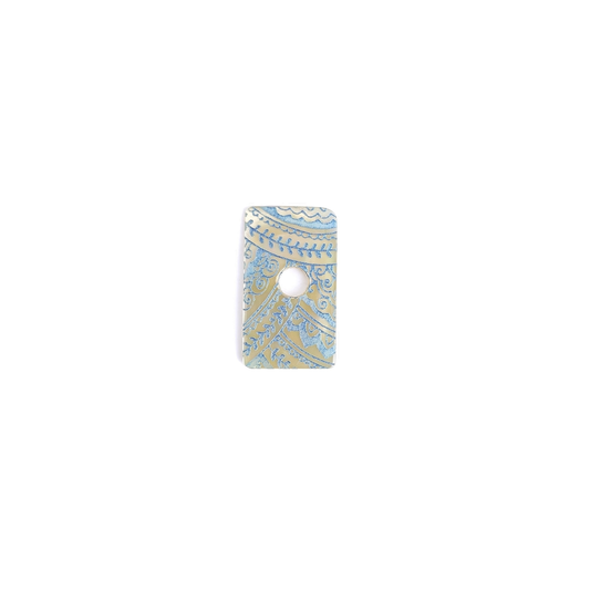 Mother of Pearl Rectangle w/Blue Embroidery