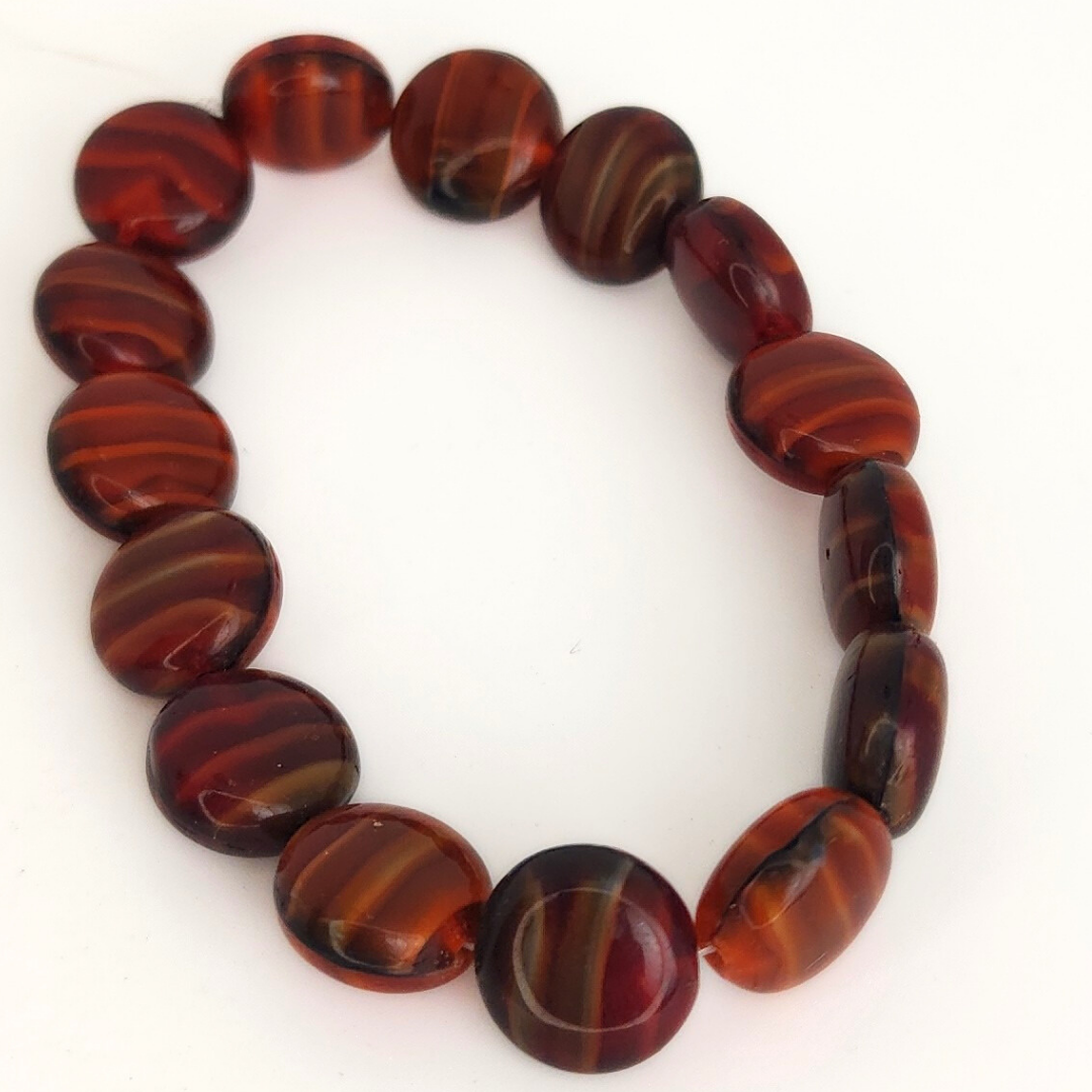 Red/Brown Strip'd Coin 10mm