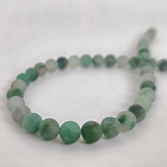Matte African Green Calcedony Jade Round 8mm