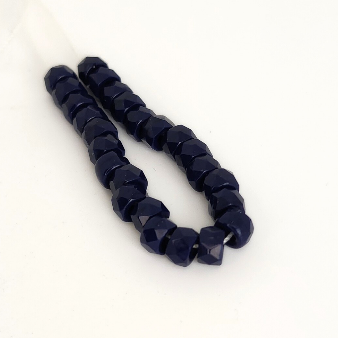 Opaque Navy Blue Faceted Crow 6x4mm