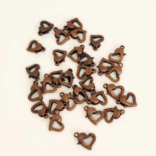 Antique Copper Heart Lobster Clasp 13x8mm