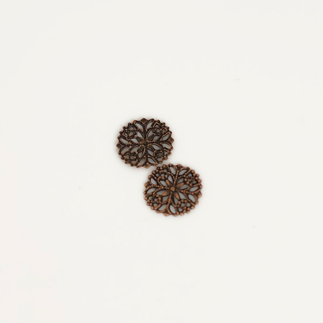 Antique Copper Filigree Round 13mm