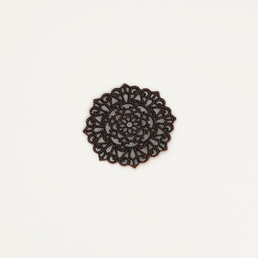 Antique Copper Filigree Round 32mm