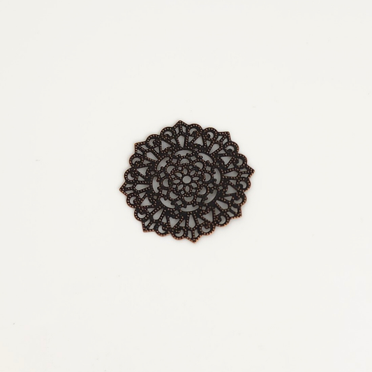 Antique Copper Filigree Round 32mm