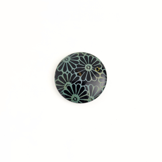 Celedon Daisy Obsidian Round 30mm