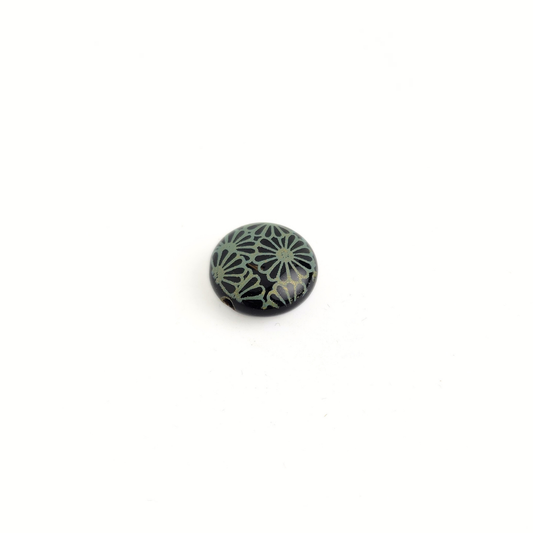 Celedon Daisy Obsidian Round 15mm