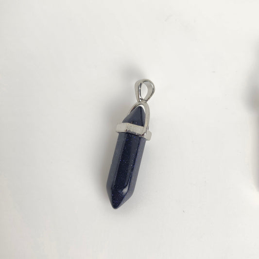 Blue Goldstone Hexagon Pendant 8x32mm