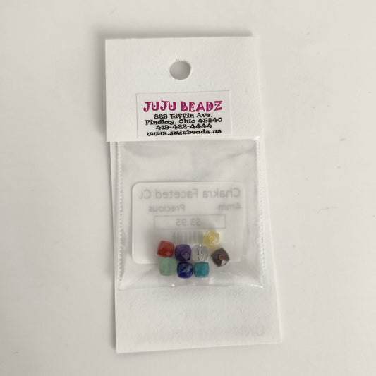 Chakra Faceted Cube Set 4mm