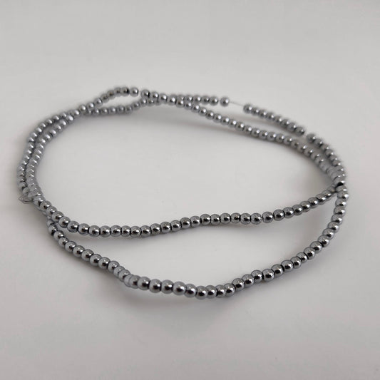 Silver Vacuum Hematite Round 2mm