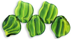 Opaque Yellow/Jet Wavy Leaf 12x15mm
