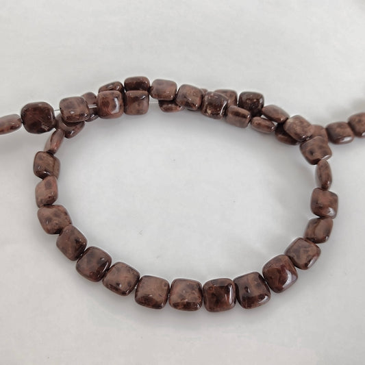 Fossil Jasper Puffy Square 8mm