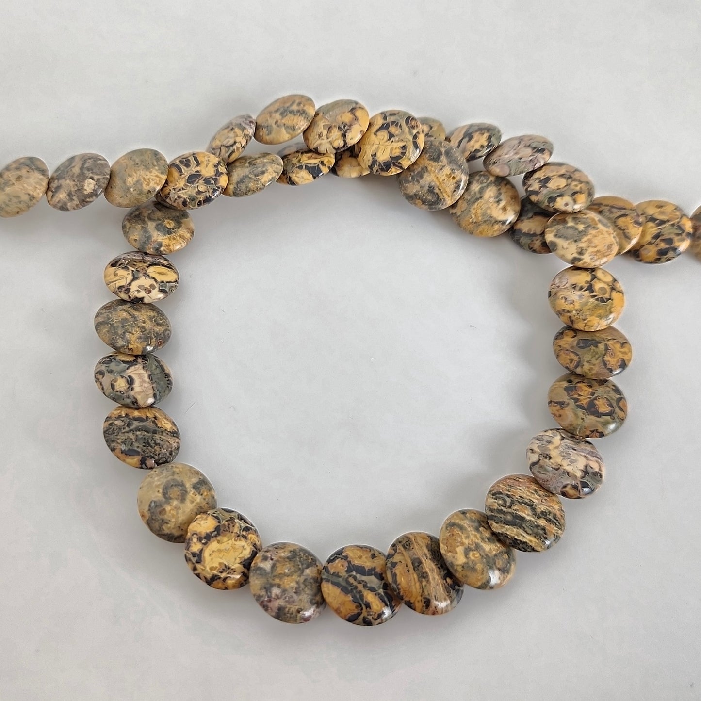 Leopard Skin Jasper Lentil 12mm