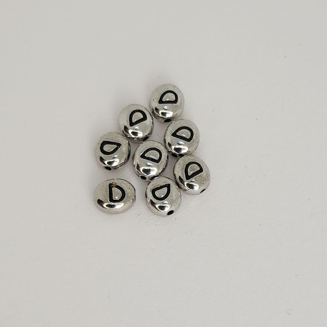 Bright Rhodium Letter Beads 6mm