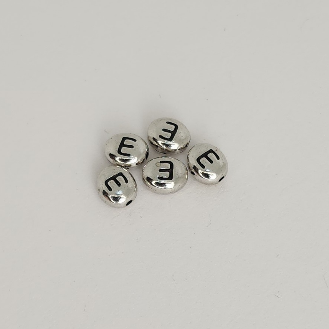 Bright Rhodium Letter Beads 6mm