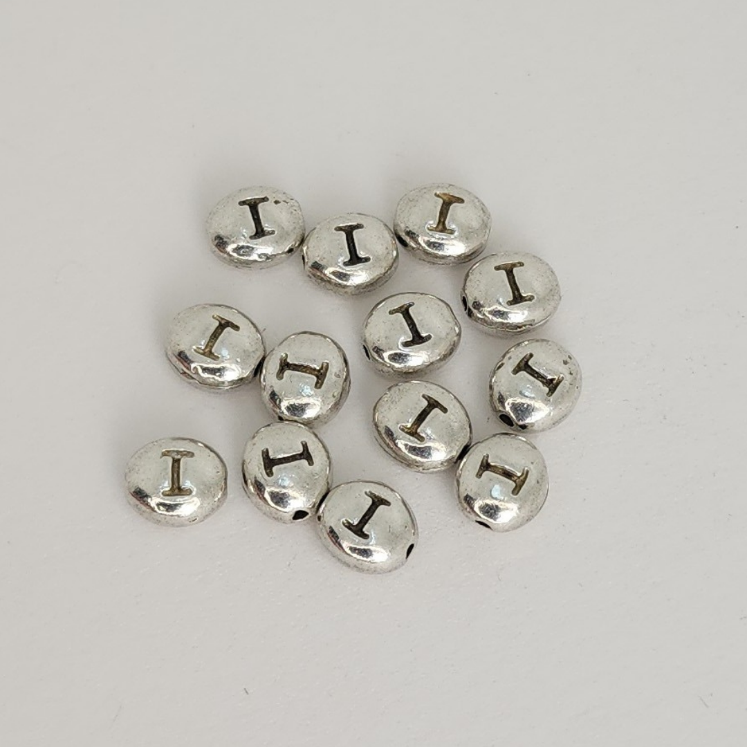 Bright Rhodium Letter Beads 6mm
