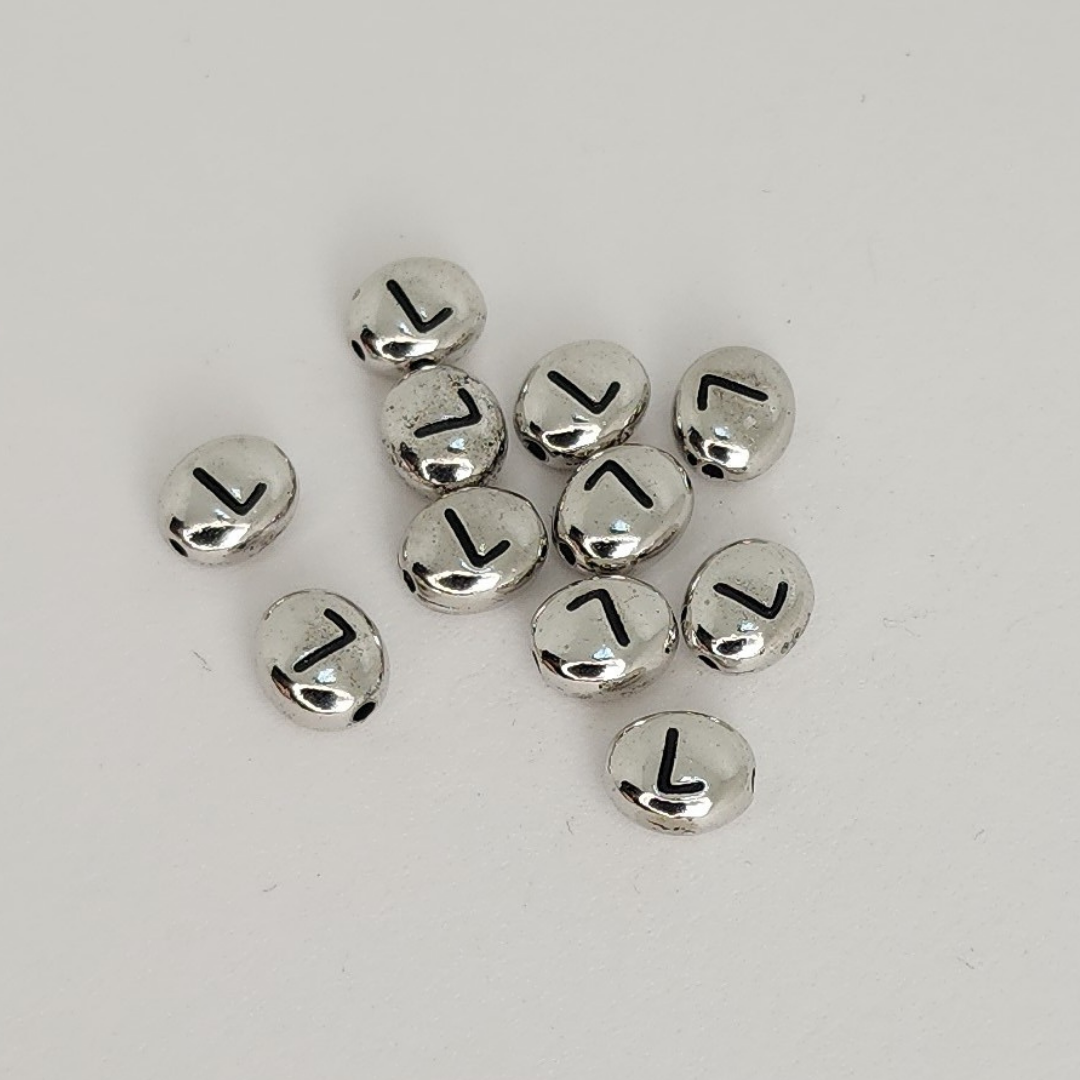 Bright Rhodium Letter Beads 6mm