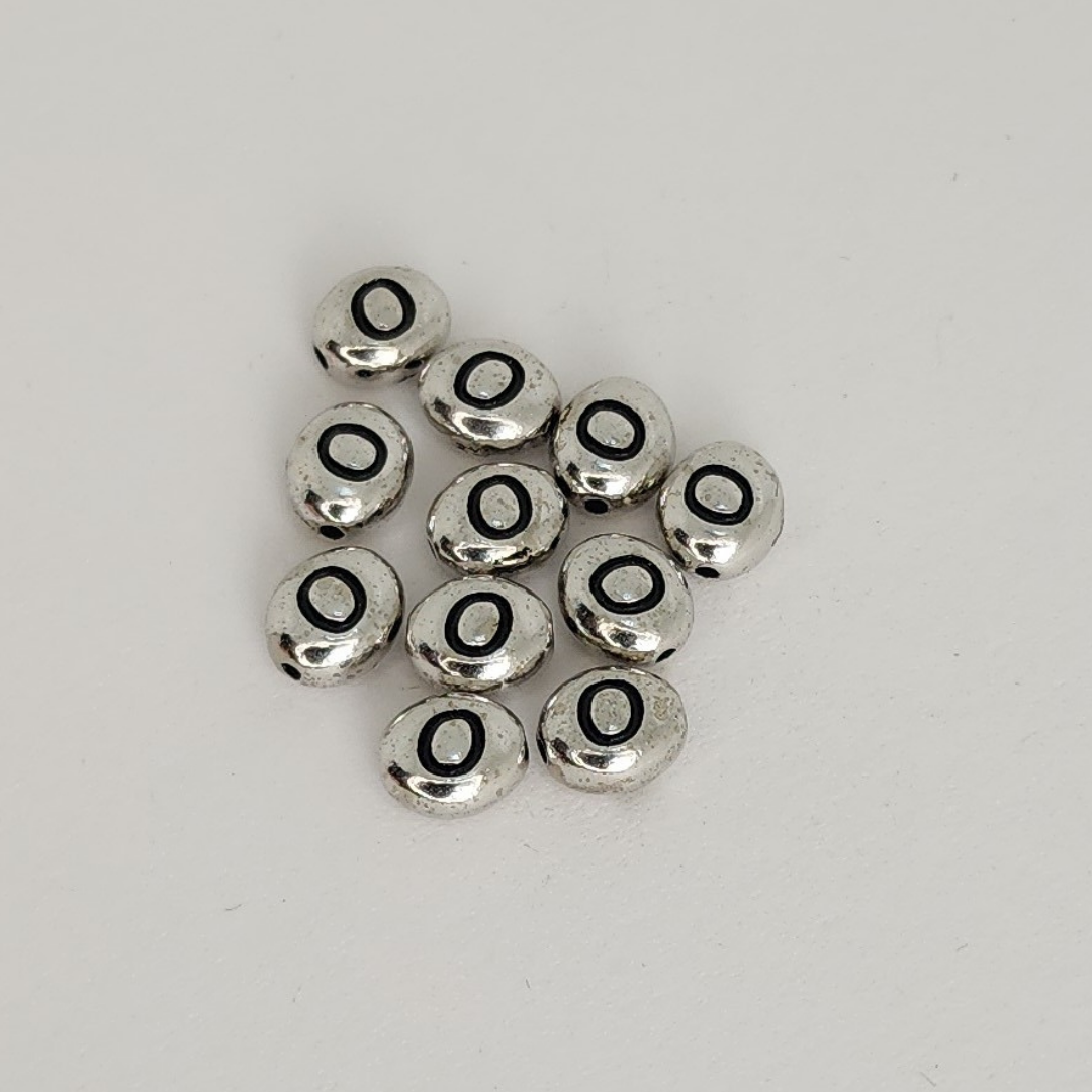 Bright Rhodium Letter Beads 6mm