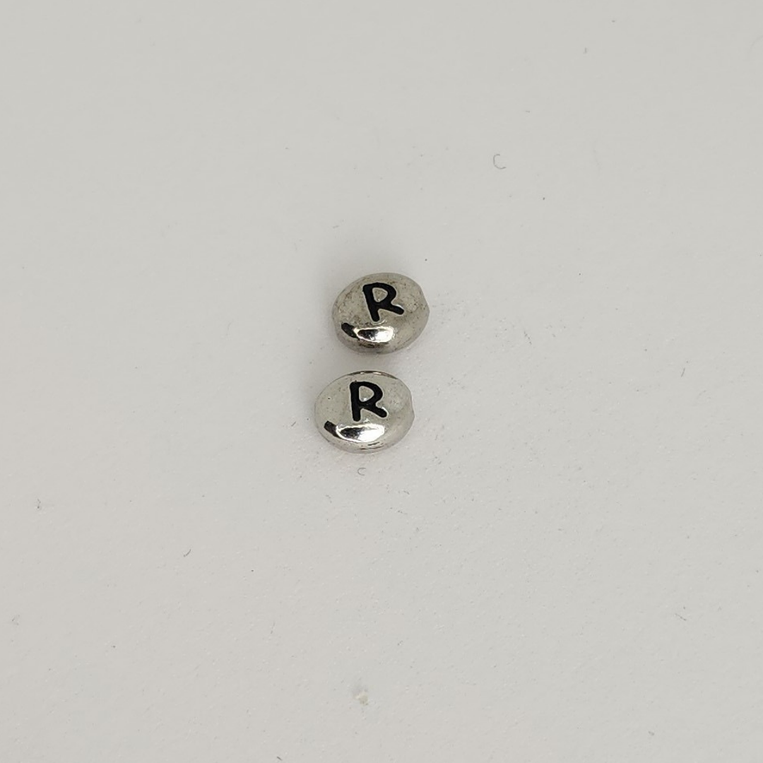 Bright Rhodium Letter Beads 6mm