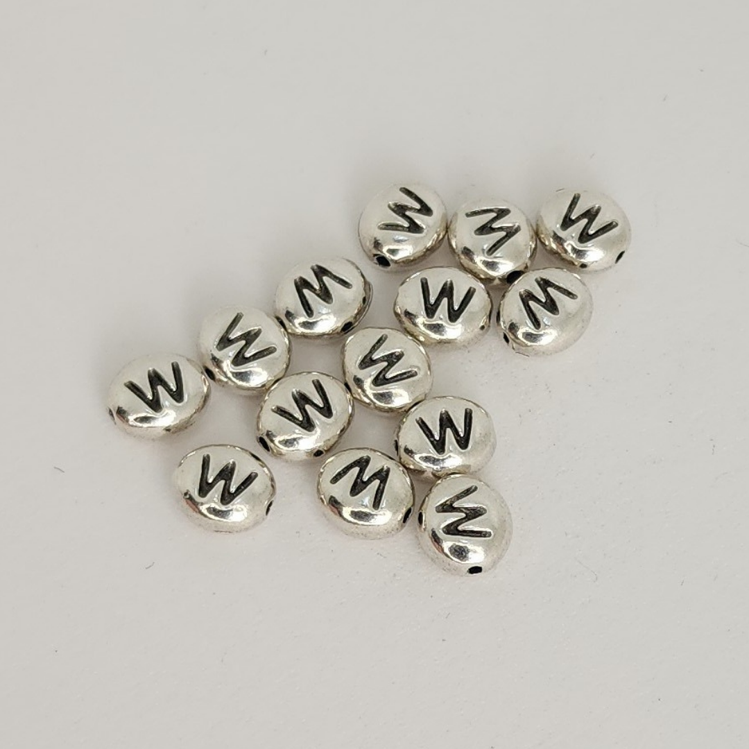 Bright Rhodium Letter Beads 6mm